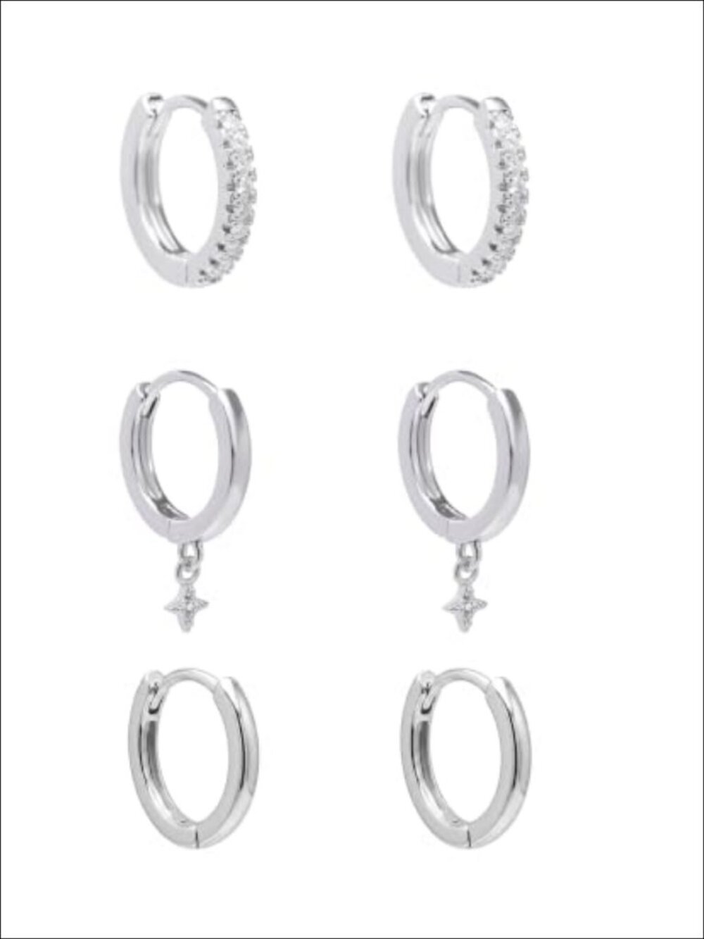 Moissanite Hoop Earrings Set 18K Gold Plated Huggie Small Stackable